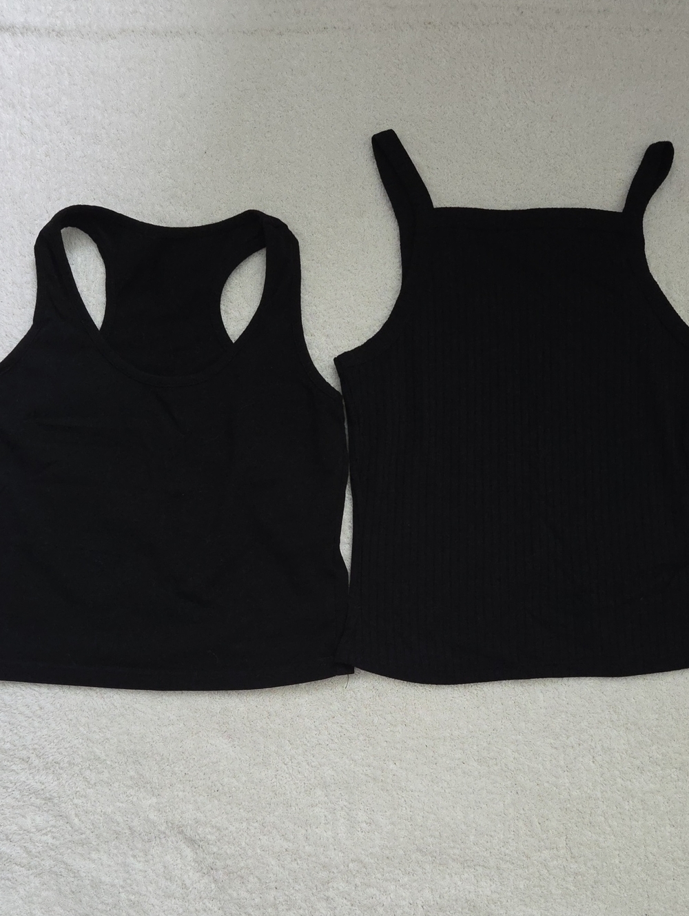 Black Ribbed & Tank Duo - Two Black Tank Tops